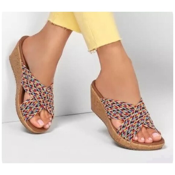 Skechers Beverlee Vacation Mode Wedge Slide Sandal Rainbow Women's Size 9 - Picture 11 of 11